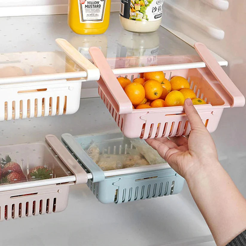 adjustable fridge storage basket