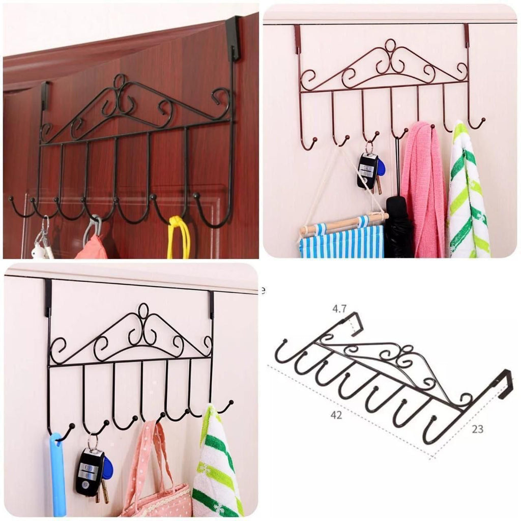 No-Drill Space-Saving Door Hanger | 7 Hooks for Coats, Bags & Towels