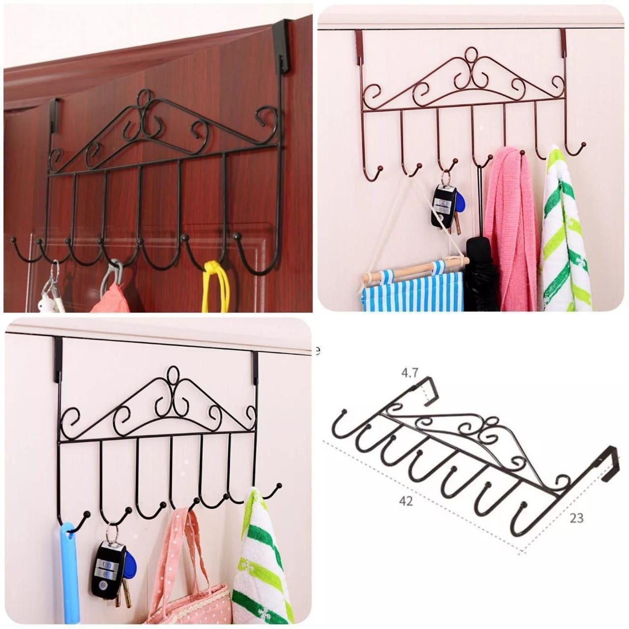 No-Drill Space-Saving Door Hanger | 7 Hooks for Coats, Bags & Towels