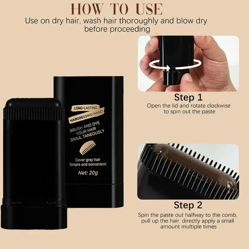 Hair Color Touch-Up Stick – Instant Gray Root Concealer Wand for Women & Men not water proof